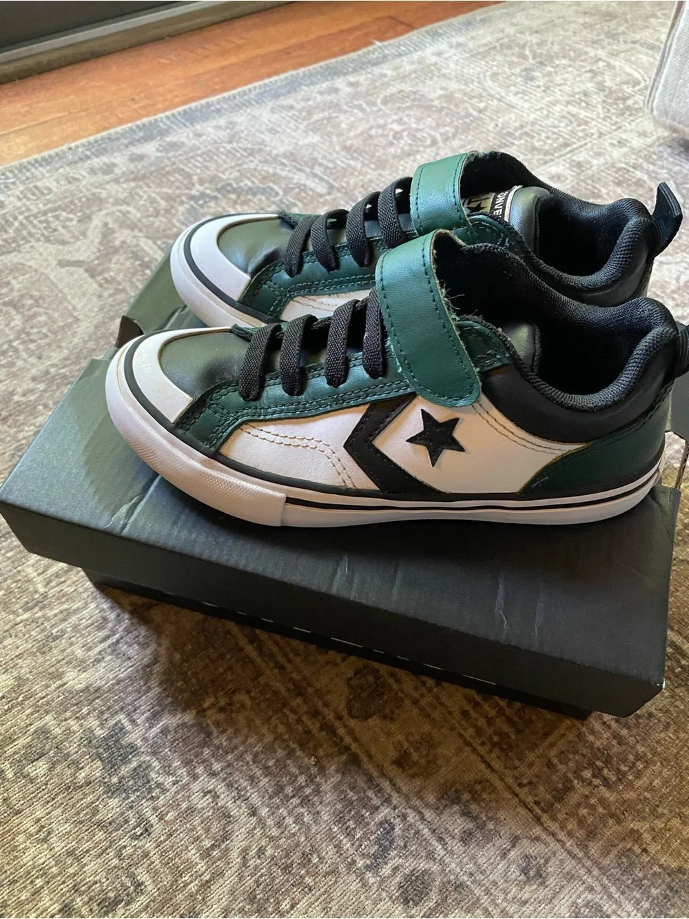 Converse Kids Low Top Sneakers in Green, White & Black